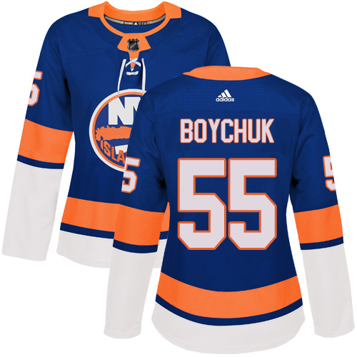 Adidas Islanders #55 Johnny Boychuk Royal Blue Home Authentic Women's Stitched NHL Jersey